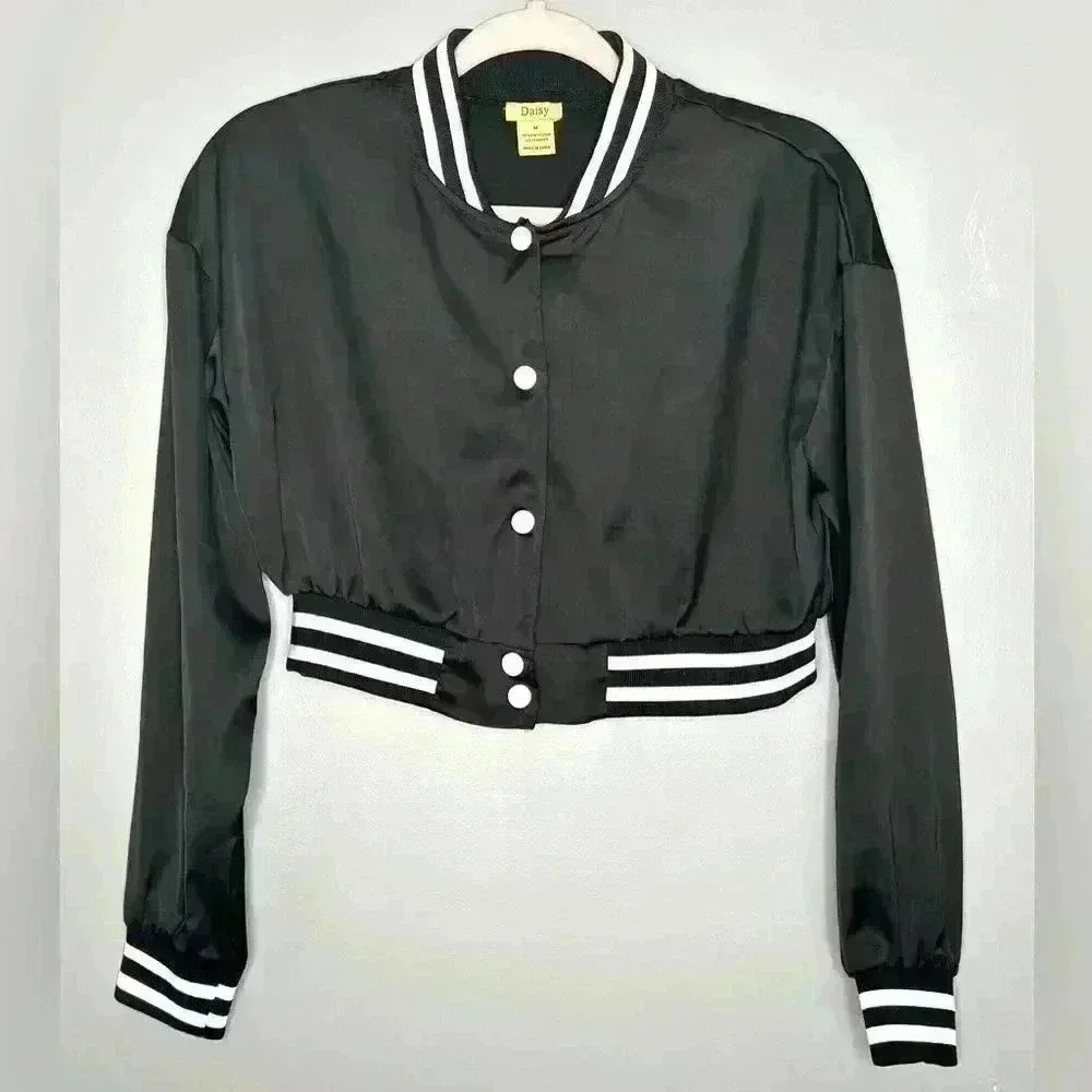 Daisy Black and White Bomber Women's Jacket (491)